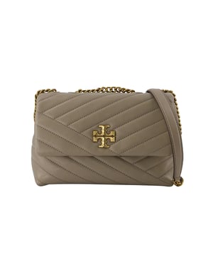 Kira Chevron Small Bag - Tory Burch - Leather - Grey