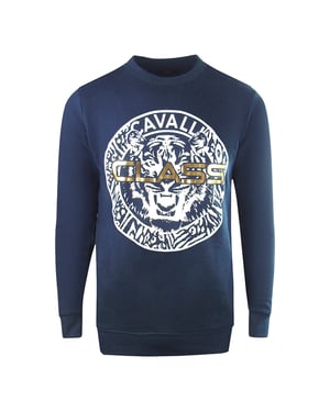 Cavalli Class Large Circle Logo Navy Blue Sweatshirt