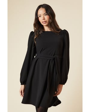 Belted Scuba Shift Mini Dress