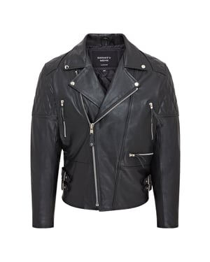 Mens Cowhide Leather Brando Biker Jacket - Garland