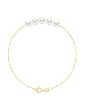 Armband - 5 Echte Gecultiveerde Zoetwaterparels Rond 6-7 mm