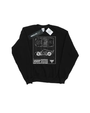 Disney Heren Cars Lightning McQueen Blueprint Sweatshirt (Zwart)