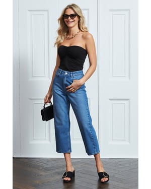 Mid Blue Denim Culotte Jeans