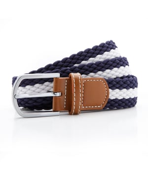 Asquith & Fox Mens Two Colour Stripe Braid Stretch Belt (Navy/White)