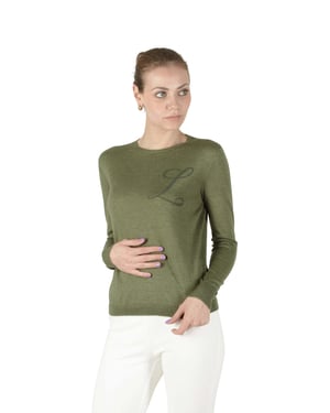 Crown Of Edinburgh Cashmere Long Sleeve Art 004 Green Letter L