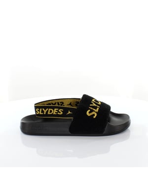 Slydes Coin Womens Slip On Back Strap Flip Flop Sliders Sandals SS20 Black Gold