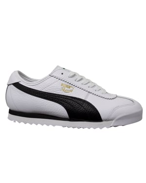 Puma Roma 68 Vintage Wit Zwart Leer Lage Lace Up Herentrainers 370051 02