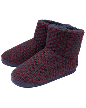 DUNLOP - Heren Fuzzy Sherpa Geheugenfoam Slippers (8, Marineblauw/Bordeaux)