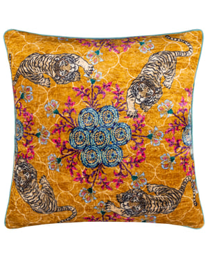 Wylder Tropics Tigerscope Velvet Piped Cushion Cover