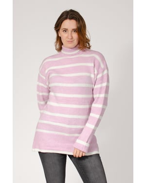 Longline Striped Roll Neck Jumper