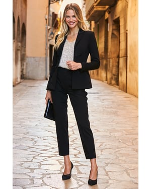 Black Satin Detail Tuxedo Blazer