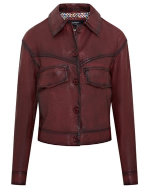 Rode retro biker leren damesjas - Kopervik