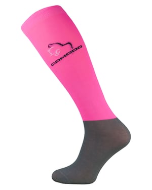 Comodo - Dames Kniehoge Paardrijsokken - Neon Roze