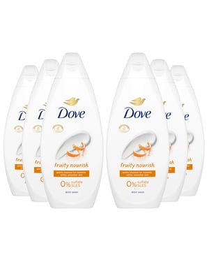 Dove Fruity Nourish Body Wash 0% Sulfate SLES for Soft & Smoother Skin, 6x225ml