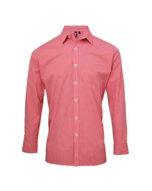 Premier Herenmicrocheck shirt met lange mouwen (Rood/Wit)