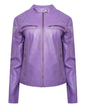 Pelle D’annata Ladies Real Leather Biker Jacket in Purple