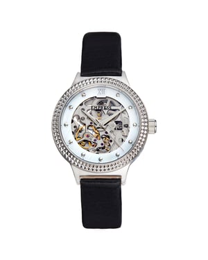 Keizerin Alice Automatisch MOP-horloge met skelet wijzerplaat en lederen band