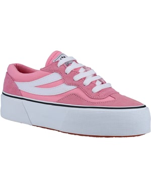 Superga 3041 Revolley Colorblock Platform Leer Dames Roze/Wit Trainers