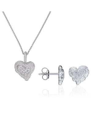 Orphelia 'Hazel' Women's 925 Sterling Silver Set: Chain-Pendant + Earrings - Silver SET-7082