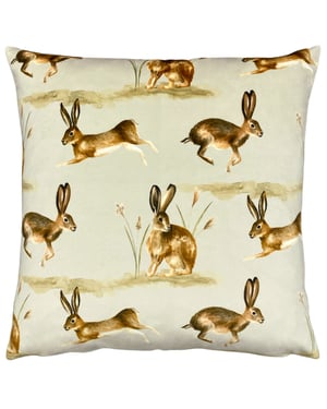 Evans Lichfield Country Running Hares Hand Painted Printed Cushion Cover