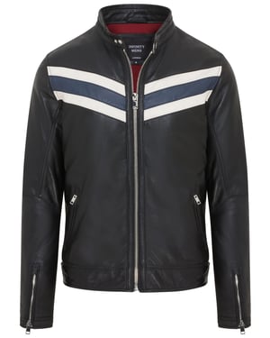 Herr Svart Café Racer Biker skinnjacka - Aniak
