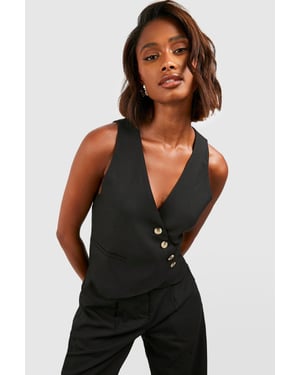 Mock Horn Asymmetric Tailored Waistcoat