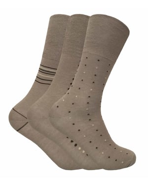 Set van 3 mes ademende, sokken zonder elastiek bamboesokken - Beige