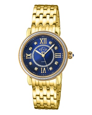 GV2 Womens Marsala 9862B Swiss Quartz Diamond Yellow Gold Stainless Steel Watch