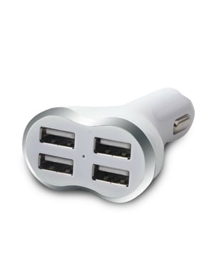 Aquarius Powerful & 4-Port Universal USB Car Charger White