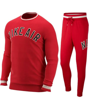 Nike Air Fleece trainingspak met volledige ronde hals rood