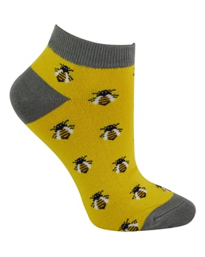 Ladies Bamboo Trainer Socks | Miss Sparrow | Breathable Low Cut Socks for Women - Honey Bees (Yellow)
