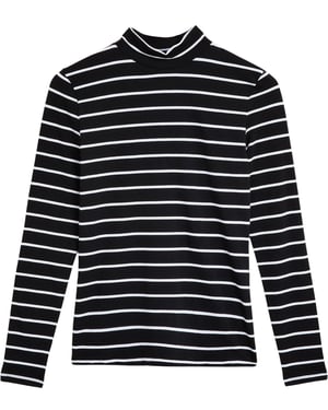 High Neck Striped Jersey Top