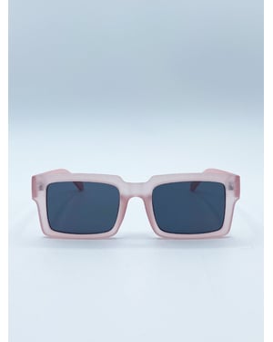 Square Frame Sunglasses in Matte Pink with Black Lenses
