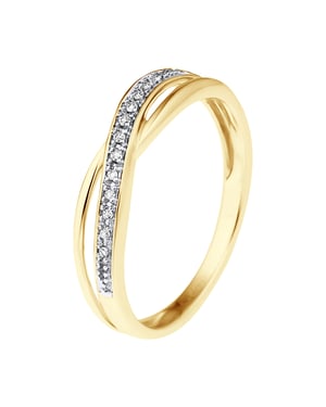 DIADEMA - Ring - Kors - Diamanter - Gult guld