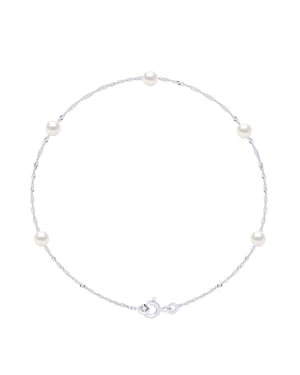 Armband - 5 Echte Gecultiveerde Zoetwaterperlen Rond 4-5 mm