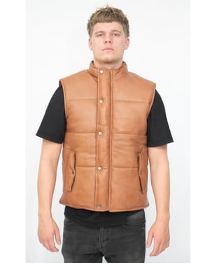 Klassiek leren puffervest voor heren - Nottingham