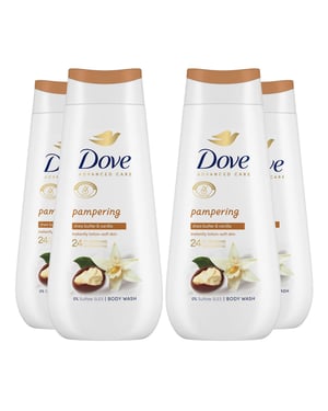 Dove Advanced Care Body Wash Pampering 24Hrs Renewing Micromoisture 225ml, 4pk