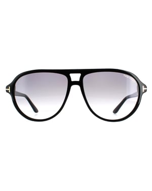 Tom Ford Aviator Mannen Shiny Black Smoke Gradiënt FT0932 Jeffrey