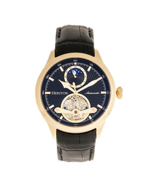 Heritor Automatische Gregory Semi-Skelet Leather-Band Horloge