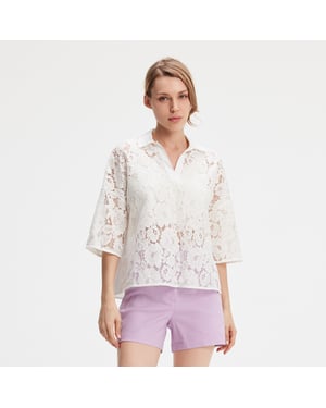 Kant- en katoenen blouse