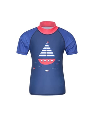 Mountain Warehouse Rash Guard met korte mouwen voor kinderen en kinderen (Kobaltblauw)