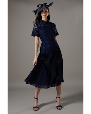 Lace Top Pleated Dress