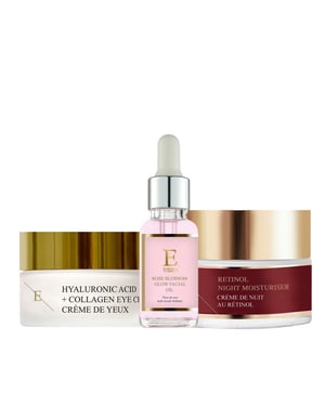 Retinol Night Milk Cream 50ml + Hyaluronic Acid + Kollagen Pro Age Eye Cream 30ml + Rose Flower Shine Facial Oil 30ml