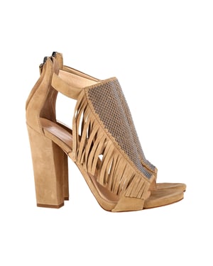 Giuseppe Zanotti Alabama Fringed Sandals in Beige Suede
