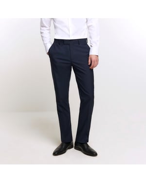 River Island Mens Suit Trousers Navy Slim Fit Twill