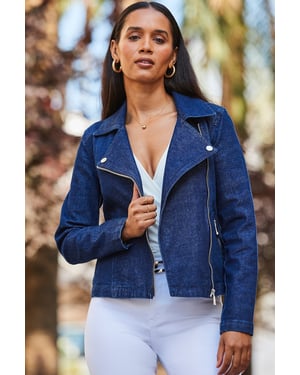 Dark Indigo Denim Biker Jacket
