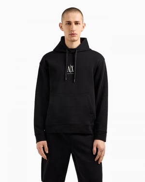 Armani Exchange Herr Broderad A|X Centrallogo Sweatshirt med Huva