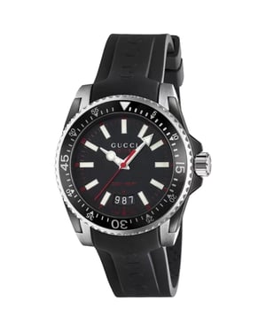 Gucci YA136303 Dive zwarte wijzerplaat siliconen band herenhorloge