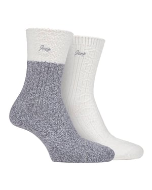 Jeep - Set van 2 superzachte sokken voor wandelschoenen voor dames - Crème / Leisteen