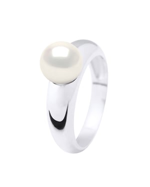 Ring - Wit Goud - Echte Cultiveerde Zoetwater Parel Ronden 8-9 mm